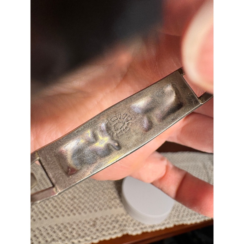 Taxco Bangle Bracelet Women OS Silver Good Vintage 925 Inlay Flower Mexico - Picture 7 of 10